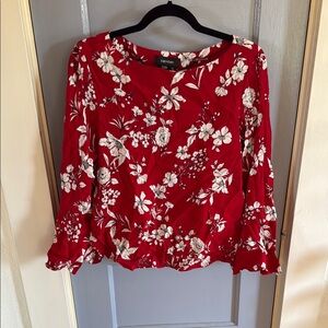 Karen Kane Red Ruffled 3/4 Sleeve Blouse